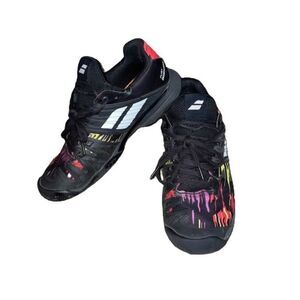 Babolat Fury Tennis Shoes Black & Neon Yellow Orange Violet